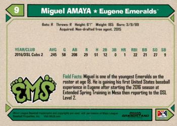 2017 Grandstand Eugene Emeralds #NNO Miguel Amaya Back