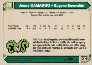 2017 Grandstand Eugene Emeralds #NNO Jesus Camargo Back