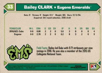 2017 Grandstand Eugene Emeralds #NNO Bailey Clark Back