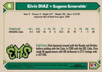 2017 Grandstand Eugene Emeralds #NNO Elvis Diaz Back