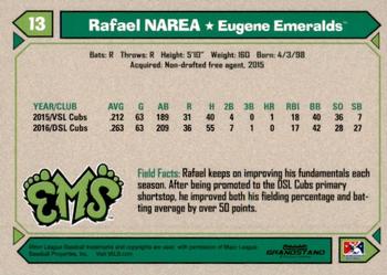 2017 Grandstand Eugene Emeralds #NNO Rafael Narea Back