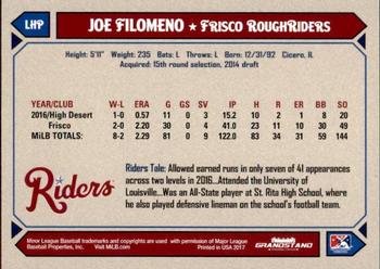 2017 Grandstand Frisco RoughRiders #7 Joe Filomeno Back