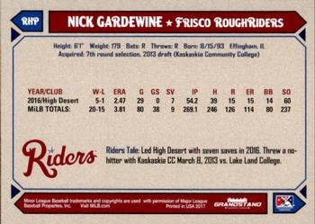 2017 Grandstand Frisco RoughRiders #8 Nick Gardewine Back