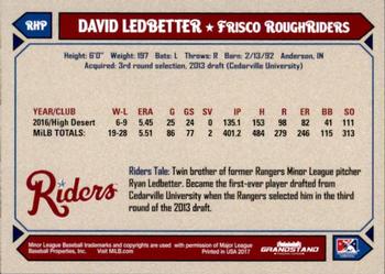 2017 Grandstand Frisco RoughRiders #16 David Ledbetter Back