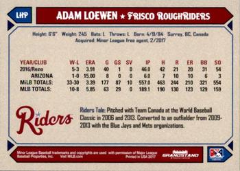 2017 Grandstand Frisco RoughRiders #18 Adam Loewen Back