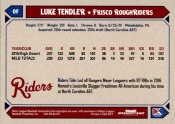 2017 Grandstand Frisco RoughRiders #31 Luke Tendler Back