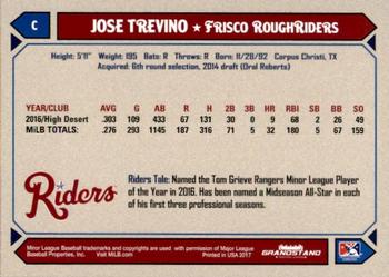 2017 Grandstand Frisco RoughRiders #33 Jose Trevino Back