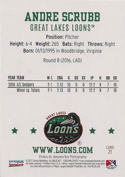 2017 Choice Great Lakes Loons #21 Andre Scrubb Back
