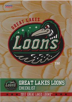 2017 Choice Great Lakes Loons #33 Team Logo Checklist Front
