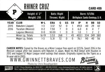 2017 Choice Gwinnett Braves #9 Rhiner Cruz Back