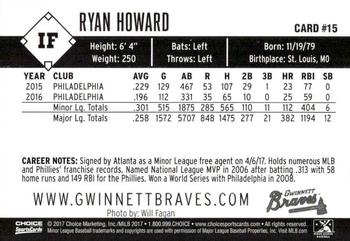 2017 Choice Gwinnett Braves #15 Ryan Howard Back