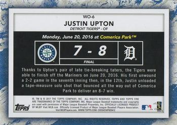 2017 Topps Fire - Walk It Off Blue Chip #WO-6 Justin Upton Back