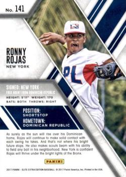 2017 Panini Elite Extra Edition #141 Ronny Rojas Back