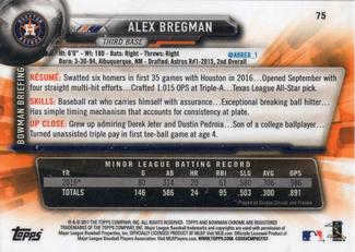 2017 Bowman Chrome Mini #75 Alex Bregman Back