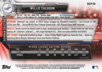 2017 Bowman Chrome Mini #BCP30 Willie Calhoun Back
