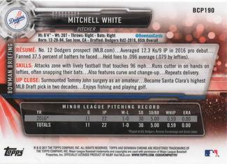 2017 Bowman Chrome Mini #BCP190 Mitchell White Back