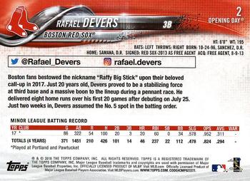 2018 Topps Opening Day #2 Rafael Devers Back