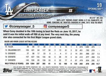 2018 Topps Opening Day #59 Corey Seager Back