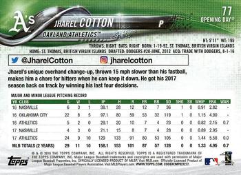 2018 Topps Opening Day #77 Jharel Cotton Back