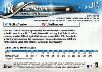 2018 Topps Opening Day #117 Clint Frazier Back