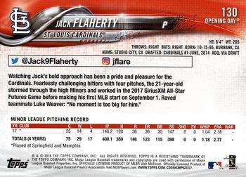2018 Topps Opening Day #130 Jack Flaherty Back