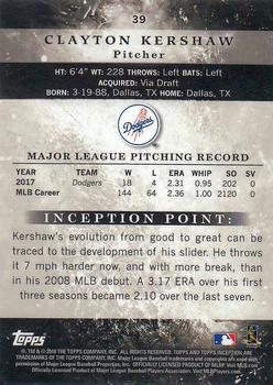 2018 Topps Inception #39 Clayton Kershaw Back