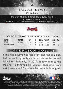 2018 Topps Inception #65 Lucas Sims Back