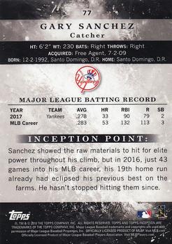 2018 Topps Inception #77 Gary Sanchez Back