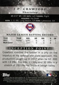 2018 Topps Inception #78 J.P. Crawford Back
