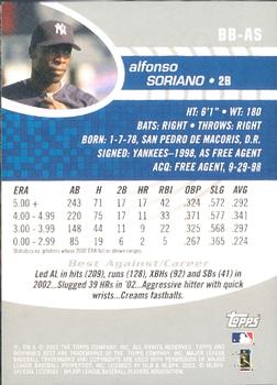 2003 Bowman's Best #BB-AS Alfonso Soriano Back