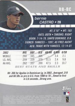 2003 Bowman's Best #BB-BC Bernie Castro Back