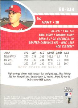 2003 Bowman's Best #BB-BJH Bo Hart Back