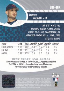 2003 Bowman's Best #BB-BK Beau Kemp Back