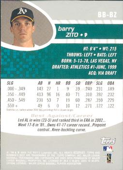 2003 Bowman's Best #BB-BZ Barry Zito Back