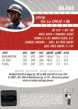 2003 Bowman's Best #BB-CDC Chris De La Cruz Back