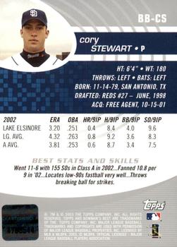 2003 Bowman's Best #BB-CS Cory Stewart Back