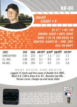 2003 Bowman's Best #BB-DC David Cash Back