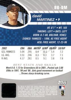 2003 Bowman's Best #BB-DM David Martinez Back
