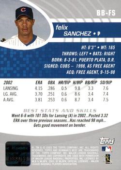 2003 Bowman's Best #BB-FS Felix Sanchez Back