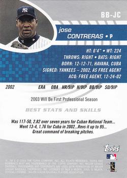 2003 Bowman's Best #BB-JC Jose Contreras Back