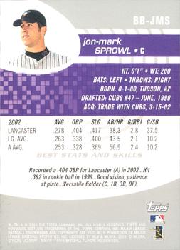 2003 Bowman's Best #BB-JMS Jon-Mark Sprowl Back