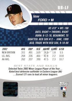 2003 Bowman's Best #BB-LF Lew Ford Back