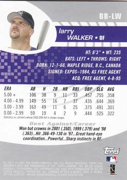 2003 Bowman's Best #BB-LW Larry Walker Back