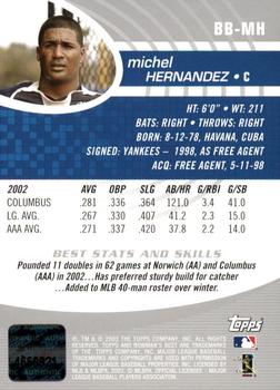 2003 Bowman's Best #BB-MH Michel Hernandez Back