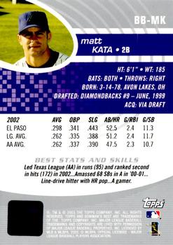 2003 Bowman's Best #BB-MK Matt Kata Back