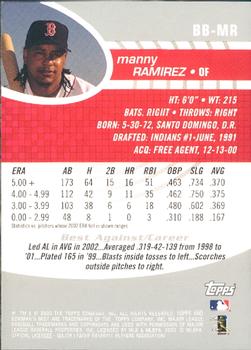 2003 Bowman's Best #BB-MR Manny Ramirez Back