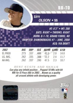 2003 Bowman's Best #BB-TO Tim Olson Back