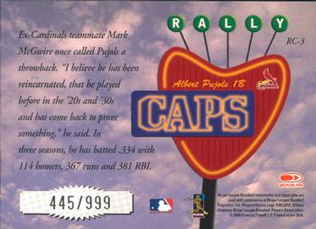 2004 Donruss Studio - Rally Caps #RC-3 Albert Pujols Back