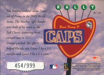 2004 Donruss Studio - Rally Caps #RC-10 Brad Penny Back