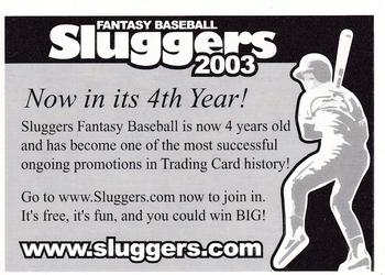 2003 Donruss #NNO Fantasy Baseball Sluggers (Join and Play Free) Back
